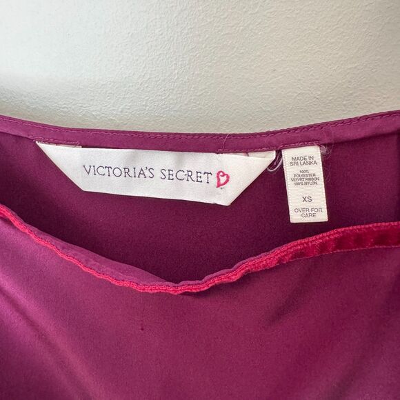 Vintage Victoria's Secret Sheer-Trim Burgundy Satin Cami Tank Top - Picture 7 of 9